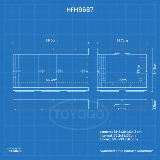 Blue foldable box L590XW395XH345MM (HFH9687)