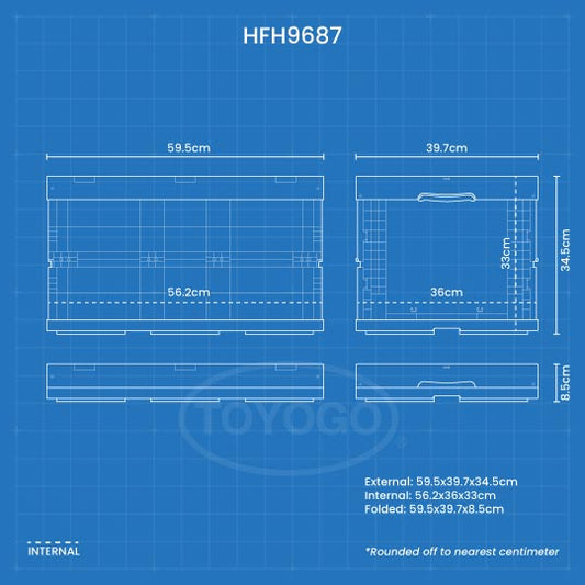 Blue foldable box L590XW395XH345MM (HFH9687)